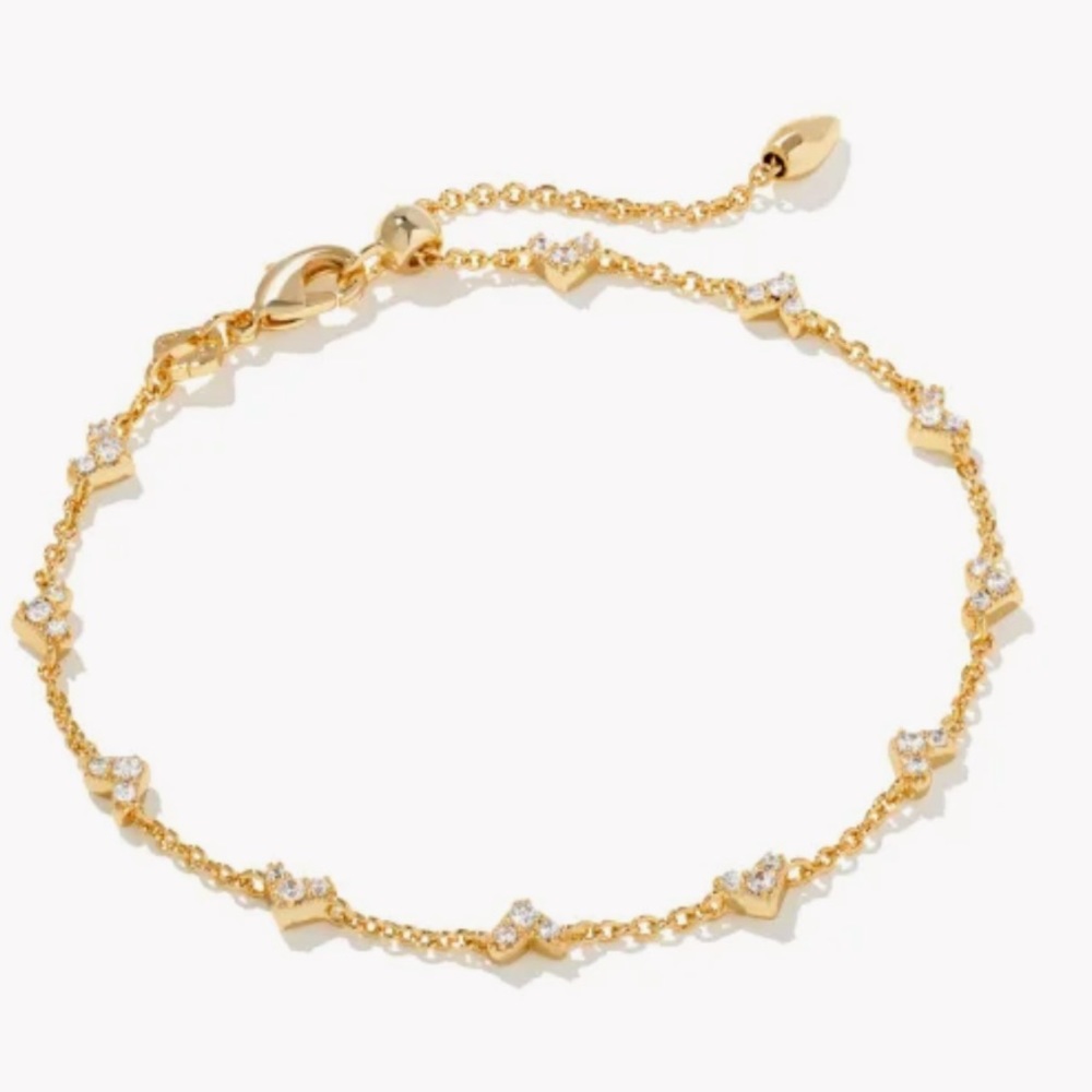 Kendra Scott Haven Gold Crystal Heart Delicate Chain Bracelet: adjustable